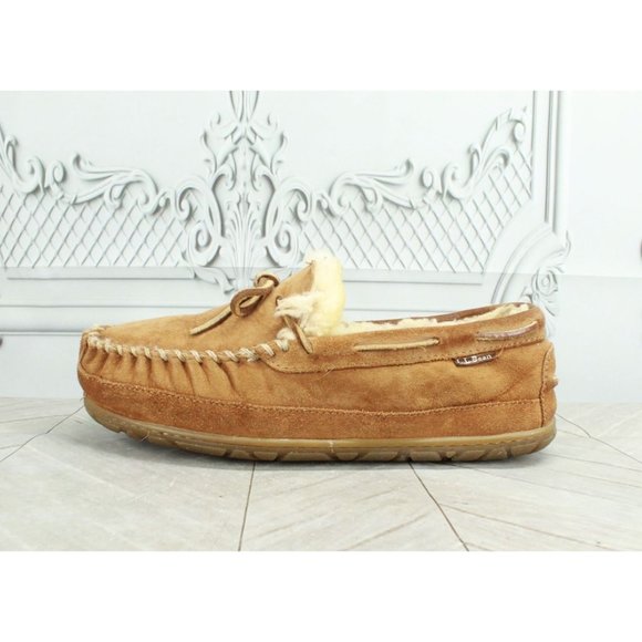 L.L. Bean Other - LL Bean Brown Suede Wicked Good Original Moccasin Slippers Size 9 Wide